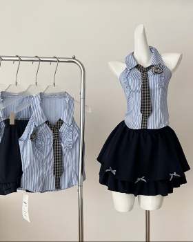 College summer slim short skirt spicegirl sexy tops a set