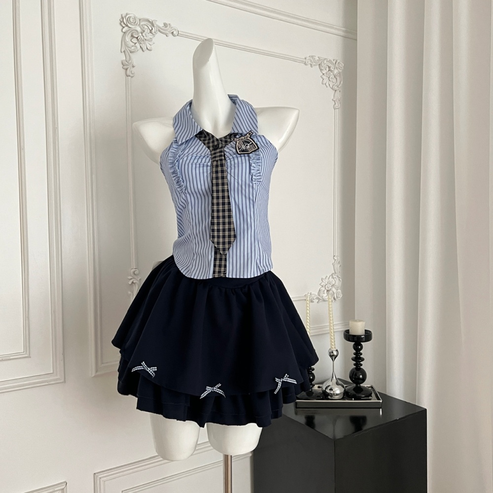 College summer slim short skirt spicegirl sexy tops a set