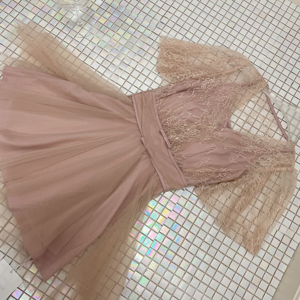 V-neck slim pinched waist bow dress for women