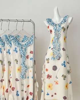 Printing sleeveless dress