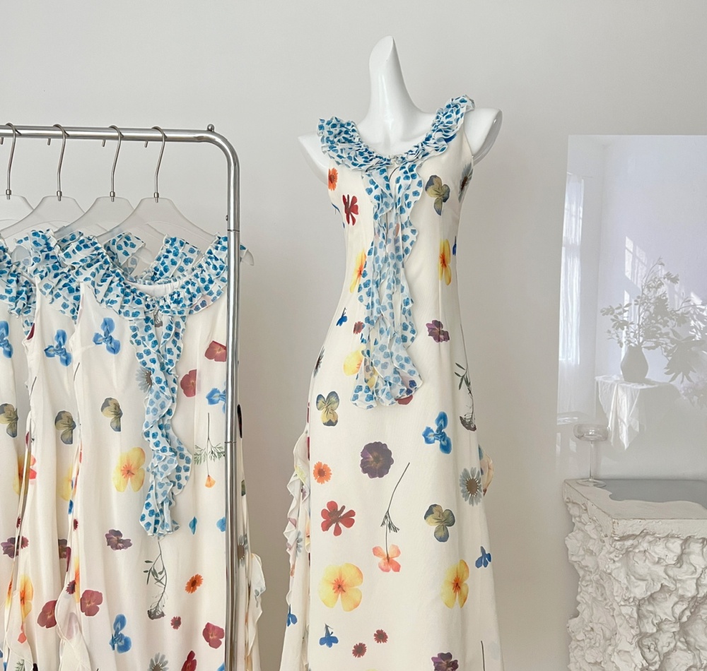 Printing sleeveless dress