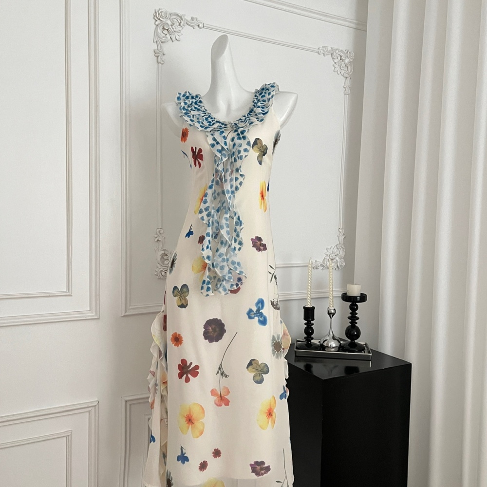 Printing sleeveless dress
