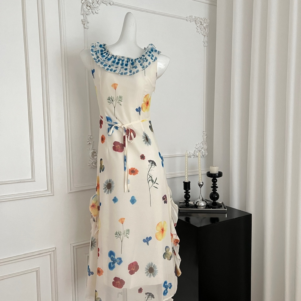 Printing sleeveless dress