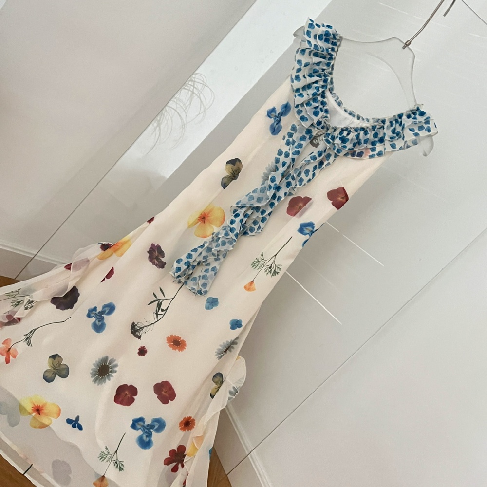 Printing sleeveless dress