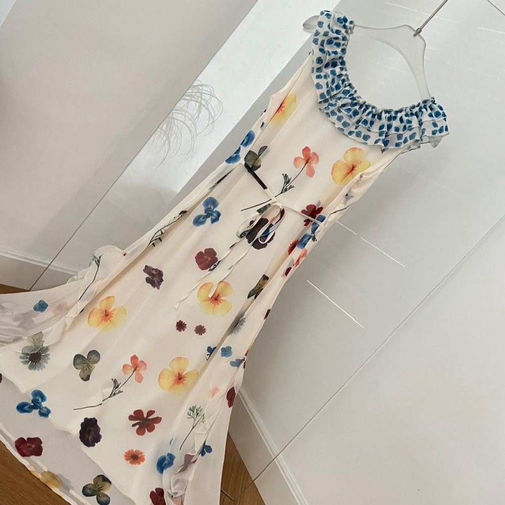 Printing sleeveless dress