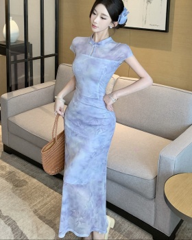 Summer slim long dress Chinese style cheongsam