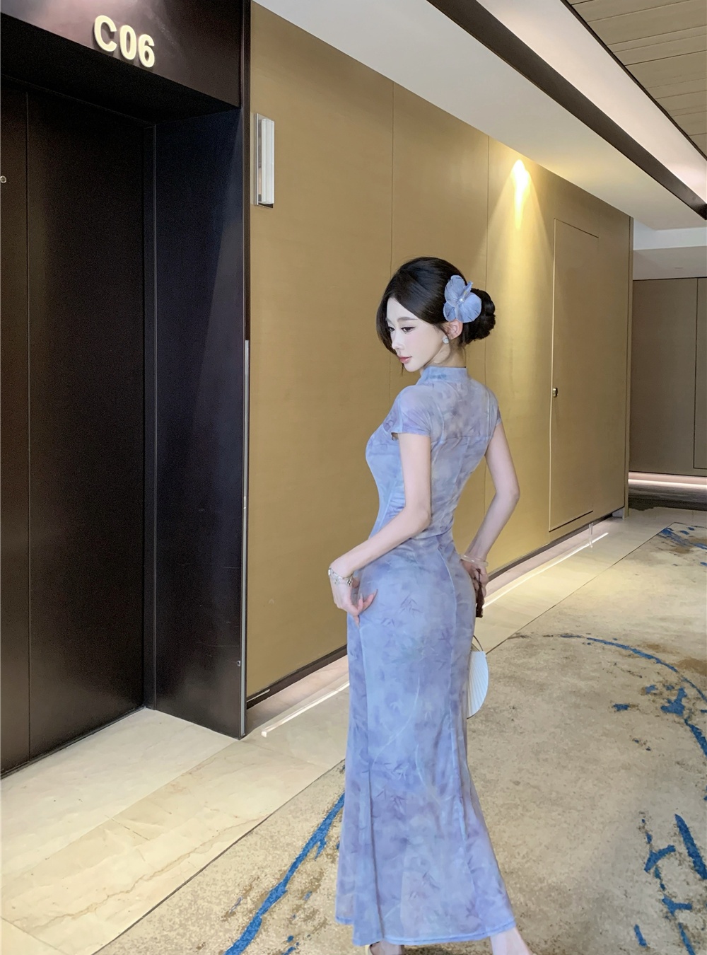 Summer slim long dress Chinese style cheongsam