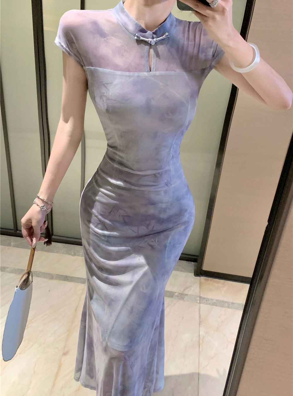 Summer slim long dress Chinese style cheongsam