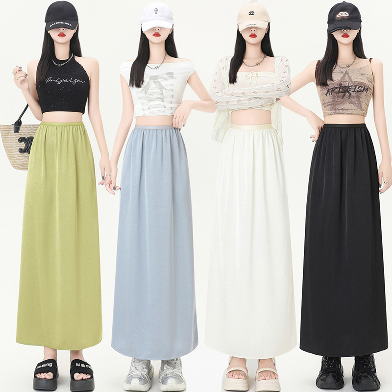 Split A-line skirt high waist one step skirt for women