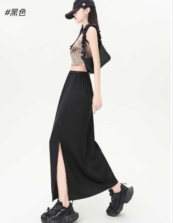 Split A-line skirt high waist one step skirt for women