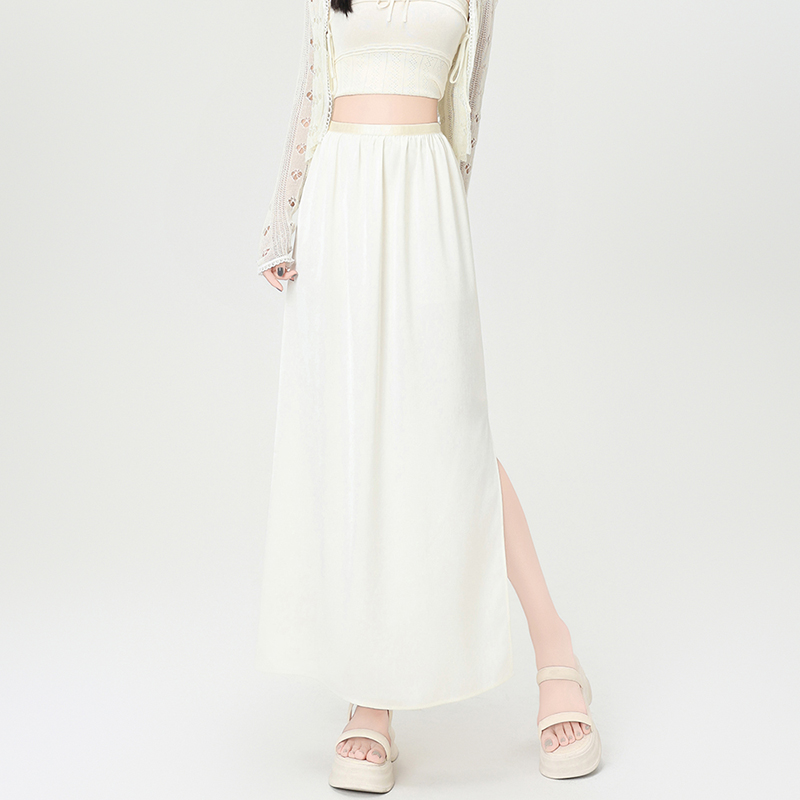 Split A-line skirt high waist one step skirt for women