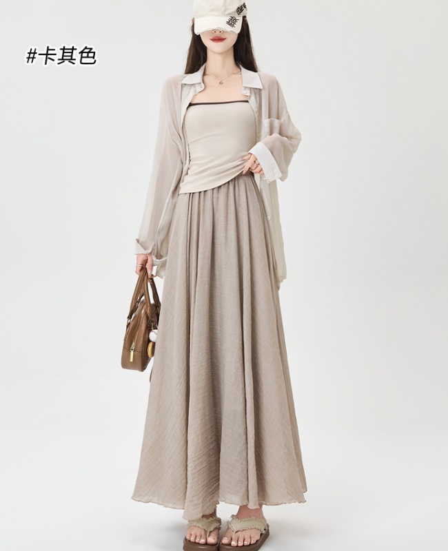 Summer cotton linen skirt big skirt long skirt for women