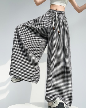 High waist lazy loose skirt straight ice silk wide leg pants