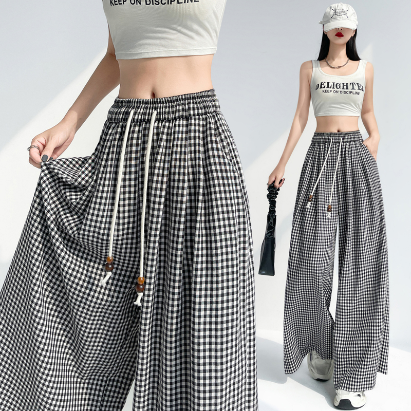 High waist lazy loose skirt straight ice silk wide leg pants