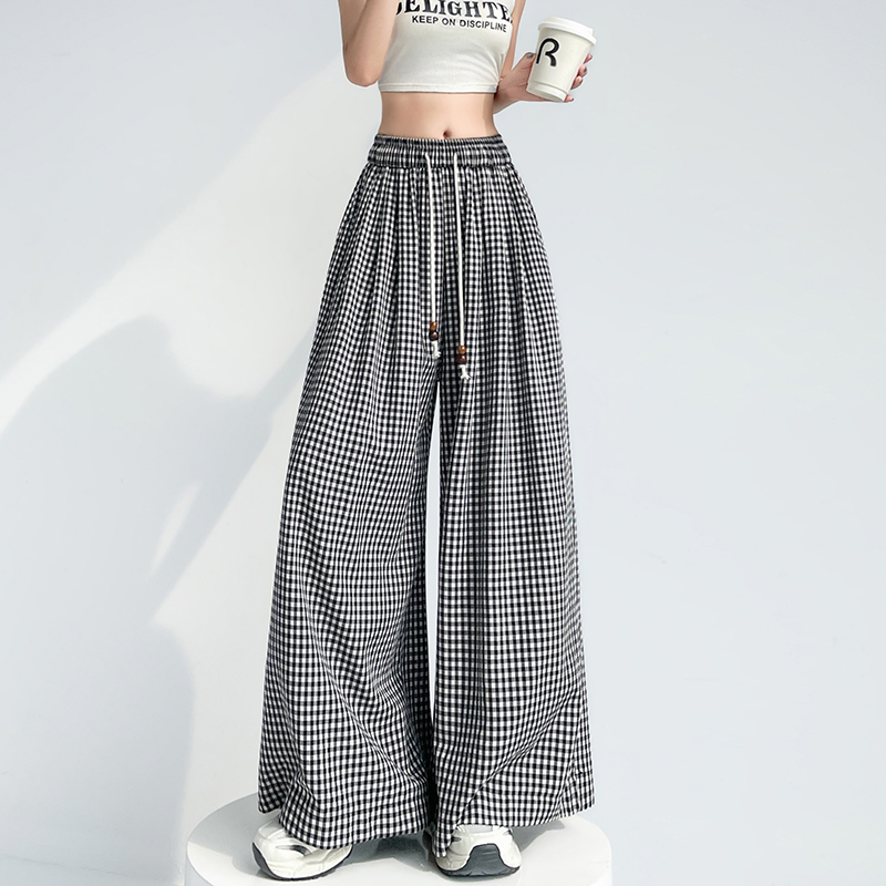 High waist lazy loose skirt straight ice silk wide leg pants
