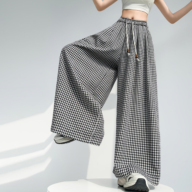 High waist lazy loose skirt straight ice silk wide leg pants