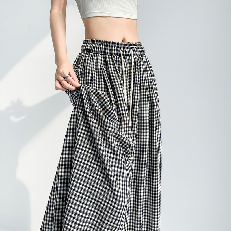 High waist lazy loose skirt straight ice silk wide leg pants