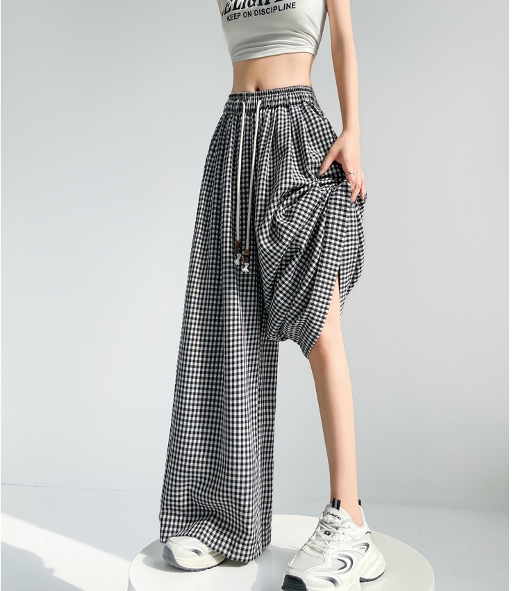 High waist lazy loose skirt straight ice silk wide leg pants