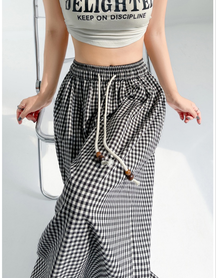 High waist lazy loose skirt straight ice silk wide leg pants