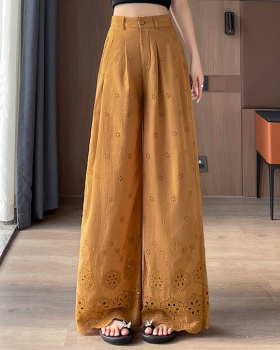 Hollow drape Casual wide leg pants mopping lace pants for women