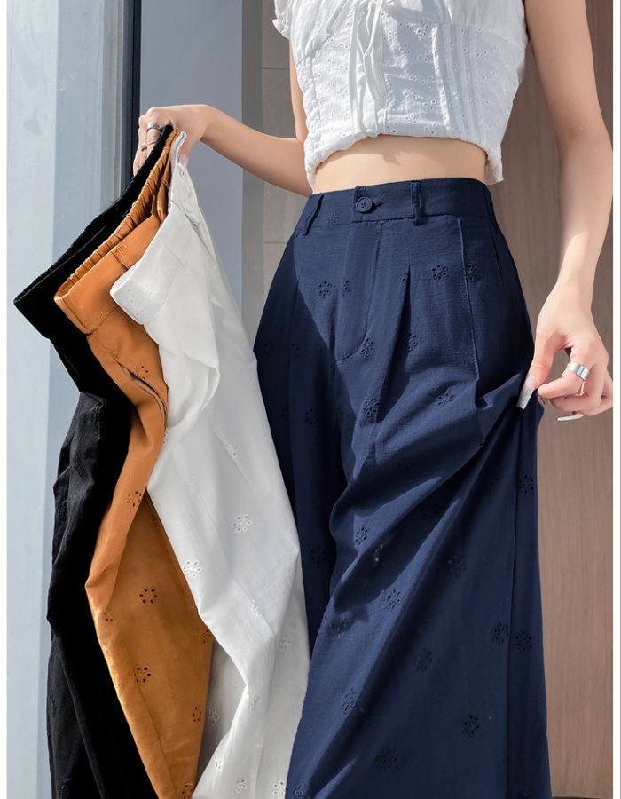Hollow drape Casual wide leg pants mopping lace pants for women