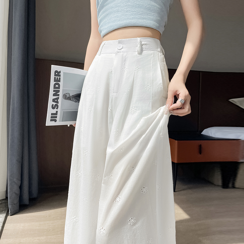 Hollow drape Casual wide leg pants mopping lace pants for women