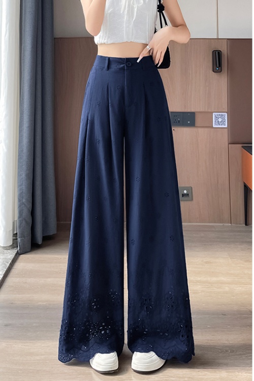 Hollow drape Casual wide leg pants mopping lace pants for women