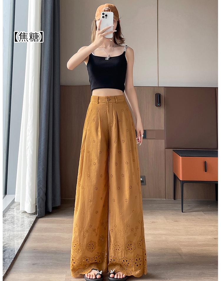 Hollow drape Casual wide leg pants mopping lace pants for women