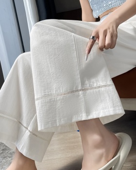 Slim business suit cotton linen wide leg pants for women