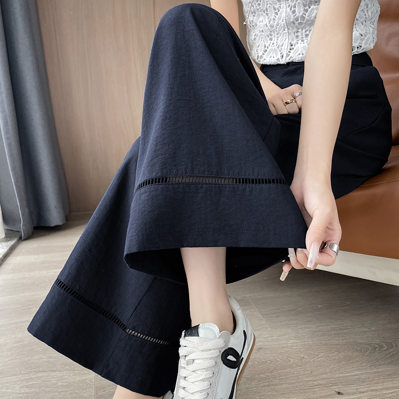 Slim business suit cotton linen wide leg pants for women