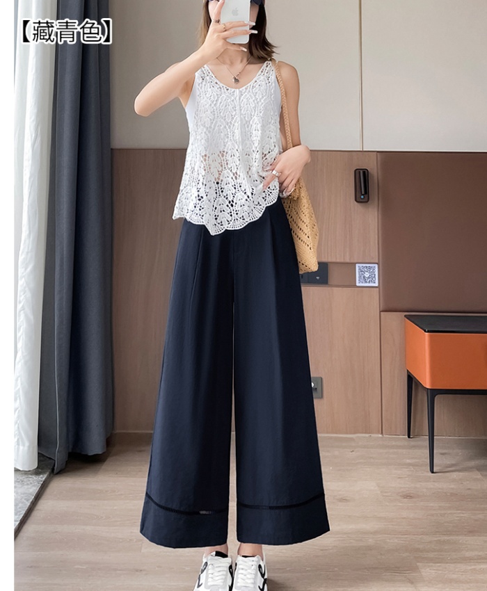 Slim business suit cotton linen wide leg pants for women