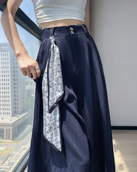 Ice silk business suit summer wide leg pants for women