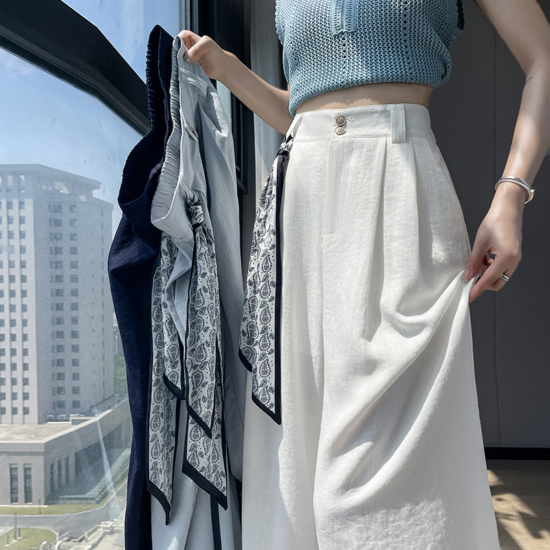 Ice silk business suit summer wide leg pants for women