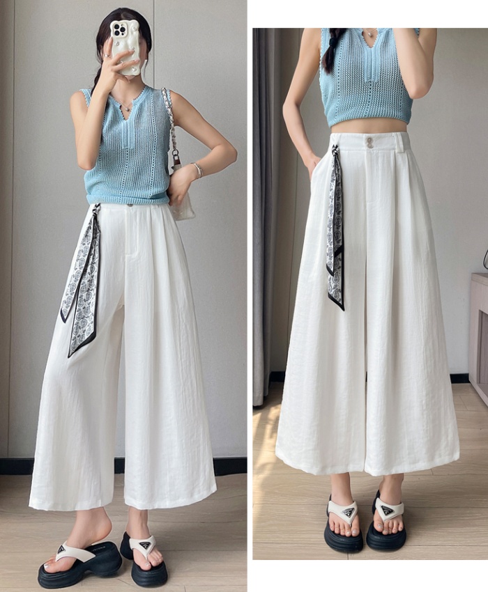 Ice silk business suit summer wide leg pants for women