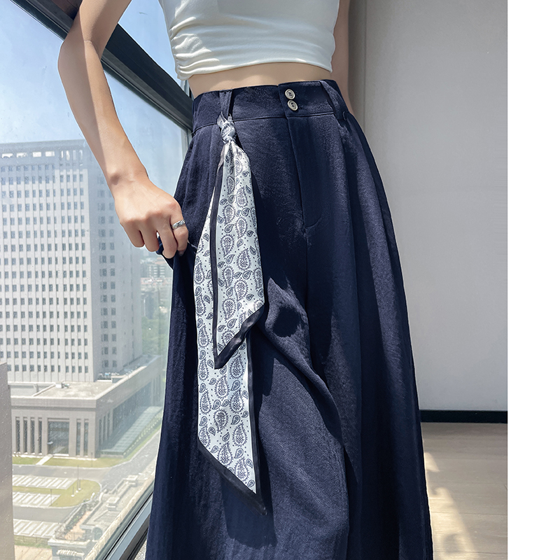 Ice silk business suit summer wide leg pants for women