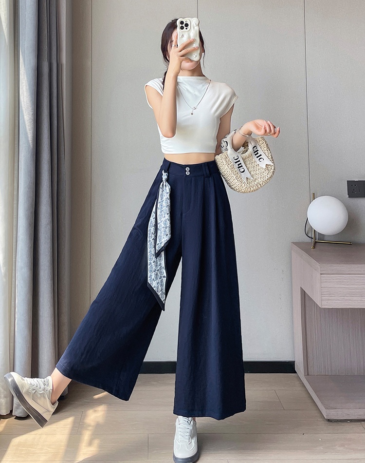 Ice silk business suit summer wide leg pants for women