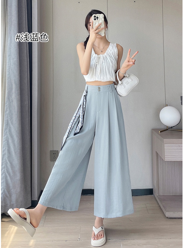 Ice silk business suit summer wide leg pants for women