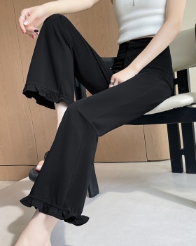 Summer straight wide leg pants black nine pants for women