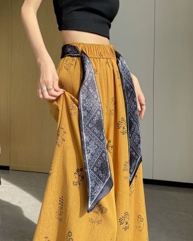 Printing Casual nine pants loose slim wide leg pants for women