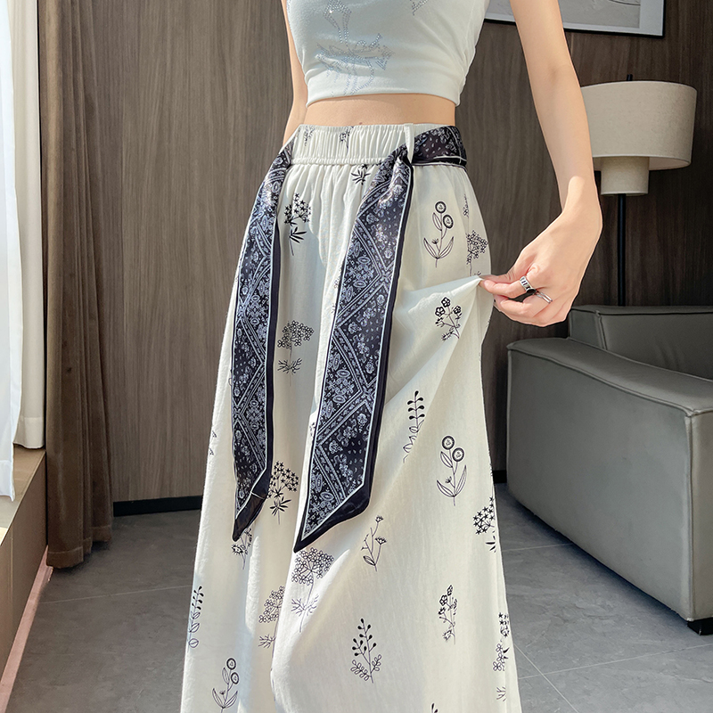 Printing Casual nine pants loose slim wide leg pants for women