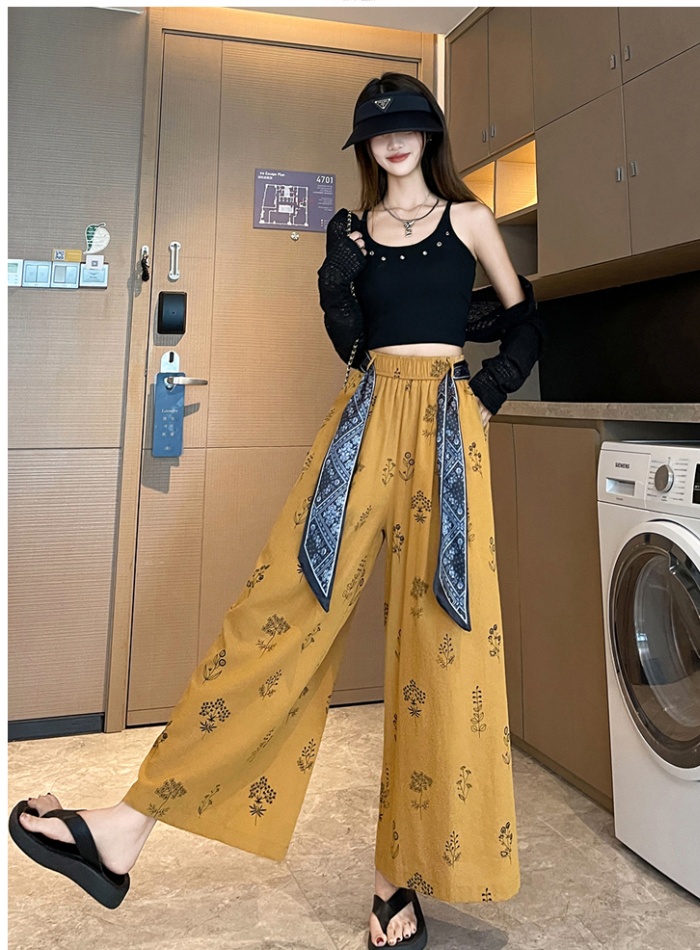 Printing Casual nine pants loose slim wide leg pants for women