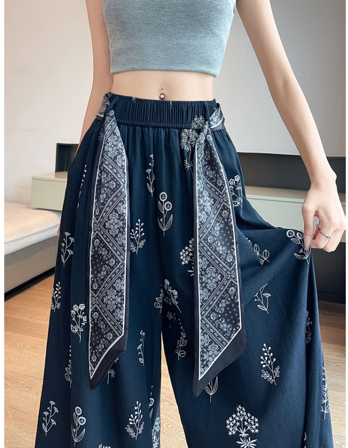 Printing Casual nine pants loose slim wide leg pants for women