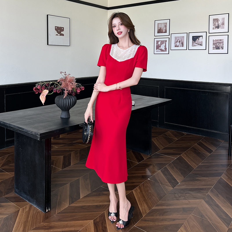 Package hip summer long dress hollow mixed colors dress
