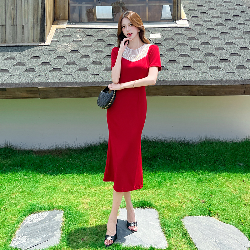 Package hip summer long dress hollow mixed colors dress