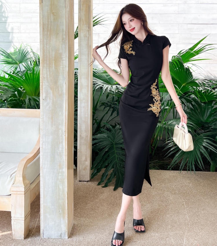 Embroidery fashion dress package hip summer long dress