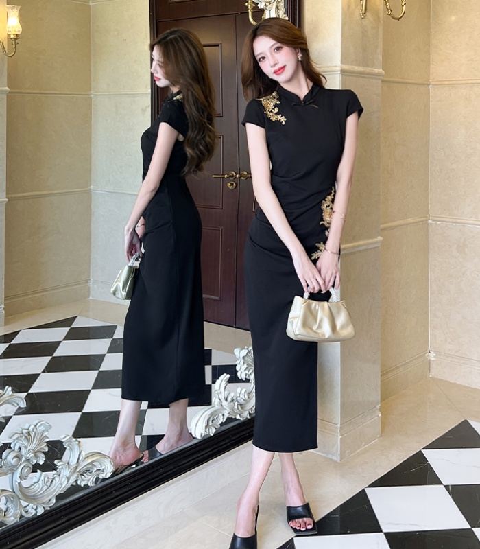 Embroidery fashion dress package hip summer long dress