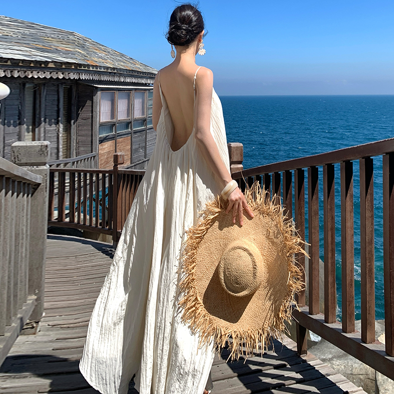 Vacation big halter long dress sexy dress