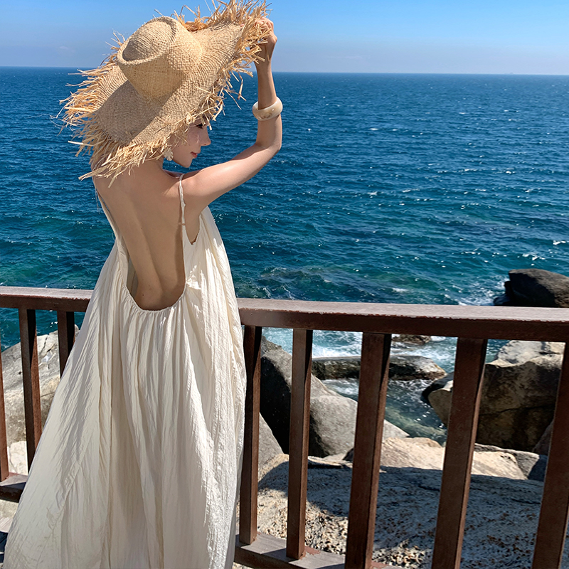 Vacation big halter long dress sexy dress