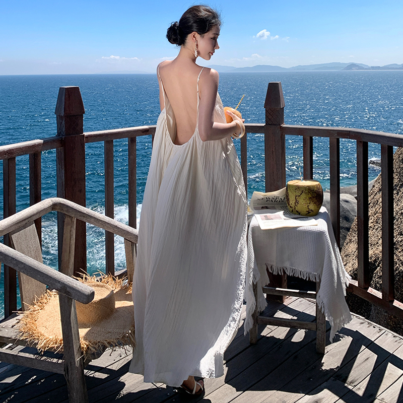 Vacation big halter long dress sexy dress