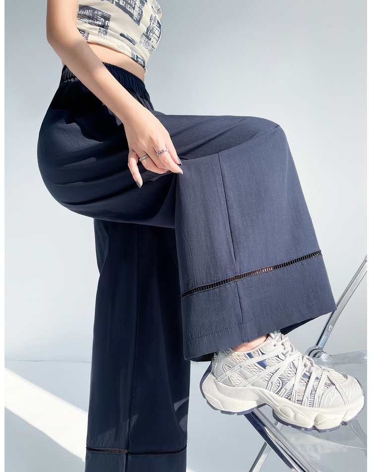 Slim cotton linen wide leg pants for women